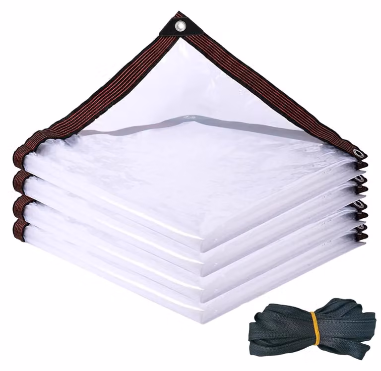 Telo protettivo impermeabile - Telo trasparente - Antipolvere - Antivento - Materiale in PE - Dimensioni 2 x 4 metri - Resistente e durevole