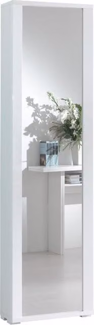 Scarpiera TERRANEO con specchio e 1 anta a apertura battente, capacità 18 paia, bianco, L 50 x H 182 x P 31 cm