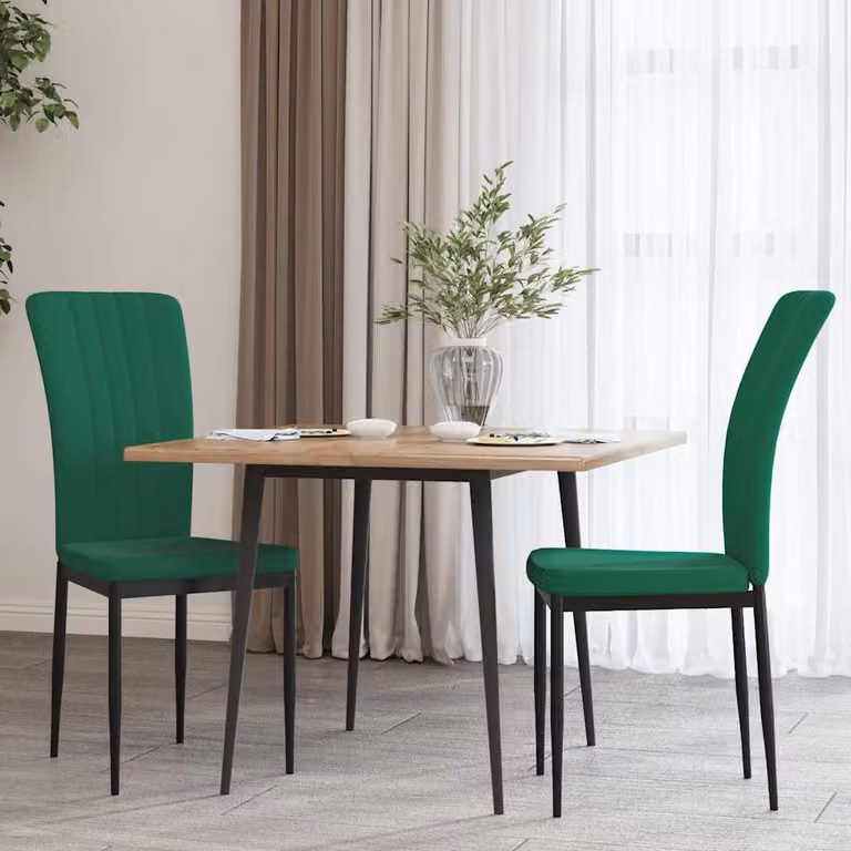 Set di 2 sedie da pranzo moderne vidaXL in velluto verde scuro