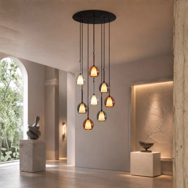 s.luce Belluna gallery light 8 luci Ø 80cm baldacchino multicolore Ø 14cm 8 luci rotonde