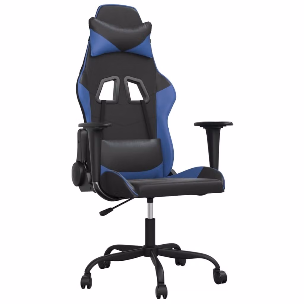 Sedia da Gaming Nera e Blu in Pelle finta