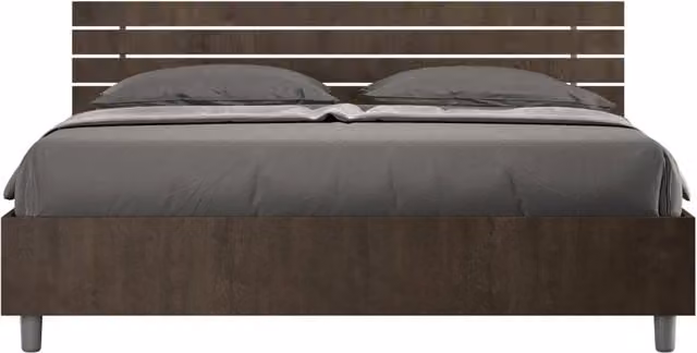 Letto Matrimoniale 160x200 cm con Rete Testata Doghe Inclinata Ankel Noce