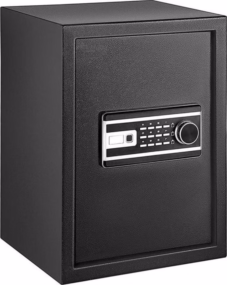 Cassaforte ignifuga Happyment - Cassaforte elettronica con sistema a chiave e impronta digitale - 60L - Cassaforte di sicurezza - Nero