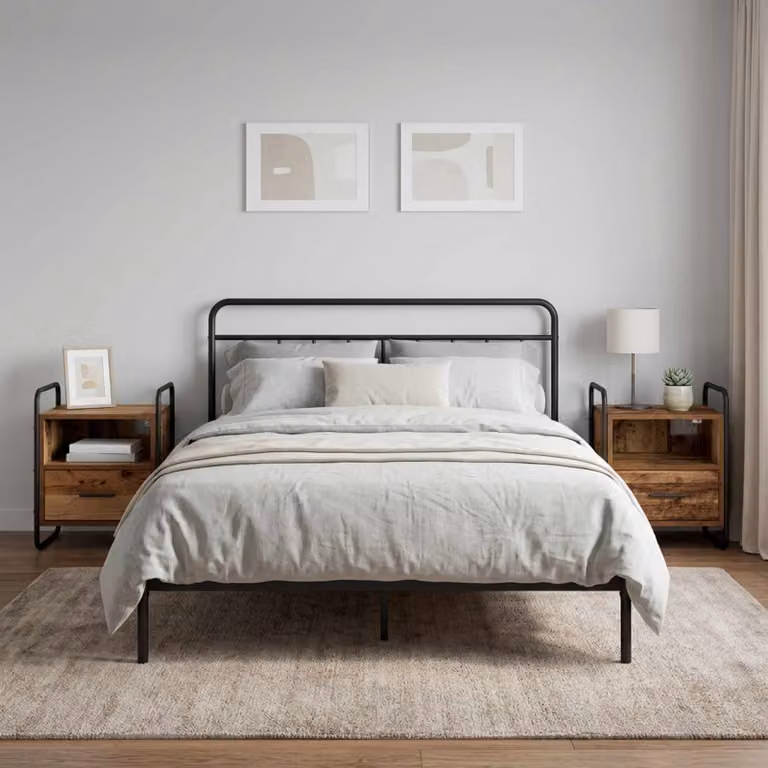 Set di 2 Mobiletti da Letto Appesi vidaXL in Legno Antico, Colore Marrone, L 40 x P 30 x H 50 cm