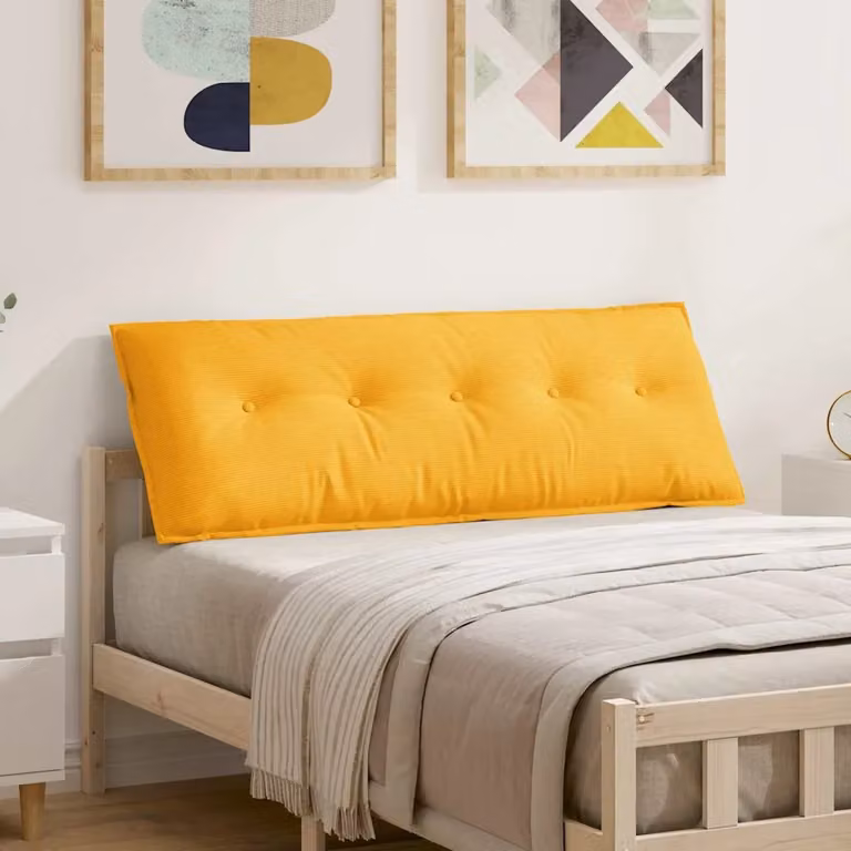 vidaXL Cuscino per Schiena Rettangolare in Velluto a Costine Giallo L: 140 cm, P: 50 cm