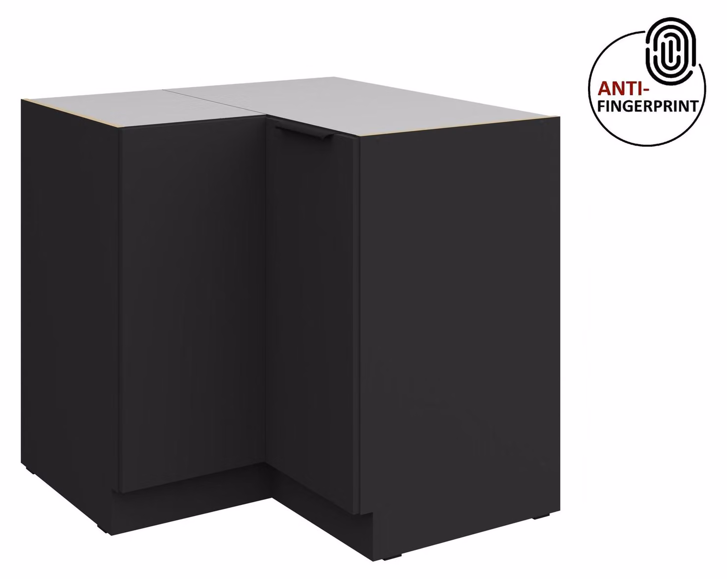 Mobile base angolare da cucina 90x90 cm, cucina ARIA nero ultra opaco + nero opaco, frontali di alta qualità con rivestimento anti-impronta, angolo cottura, blocco cucina