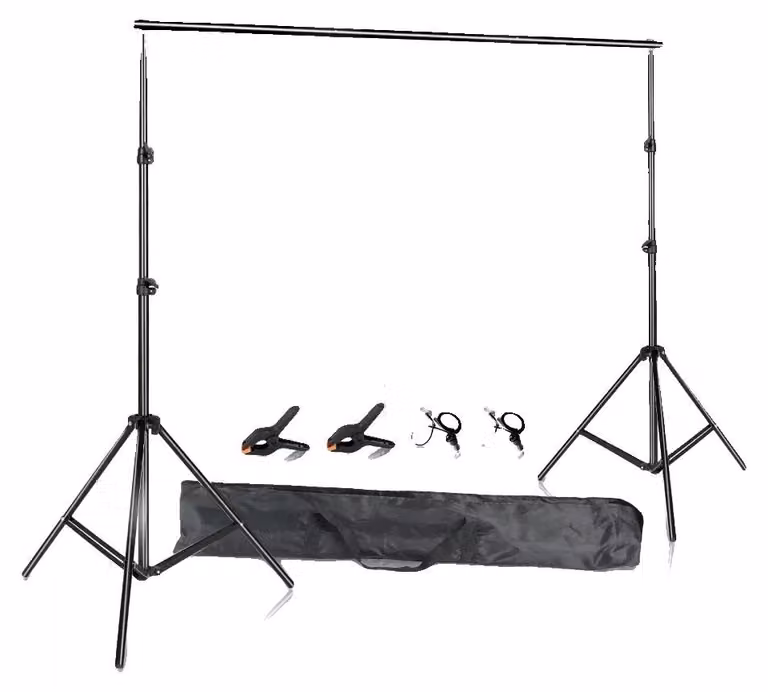Sistema di supporto per fondali fotografici, leggero, regolabile in altezza, nuovo, 2600 x 3000 mm