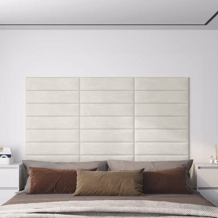 Set di 12 pannelli imbottiti per testiera da parete vidaXL in velluto beige stile moderno