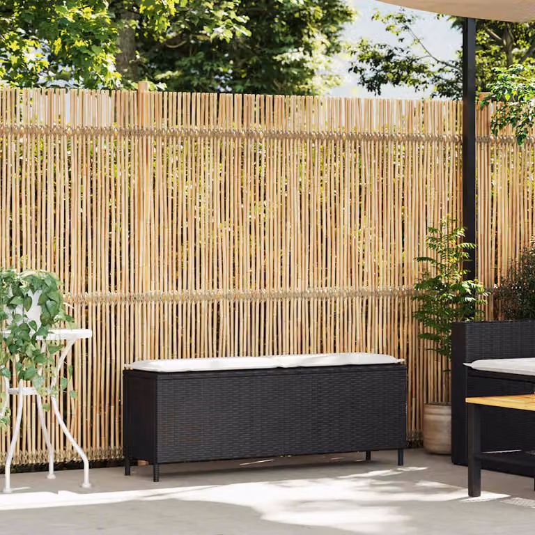 vidaXL Panca da Giardino con Cuscino Nera 110x30x40,5 cm in Polyrattan