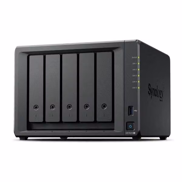 Synology DS1525+ NAS a 5 alloggiamenti con CPU AMD V1500B Quad-Core e 8GB DDR4, Nero – 2