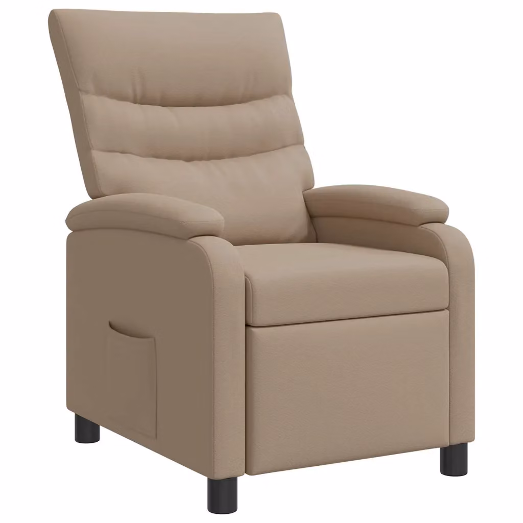 Poltrona reclinabile relax in similpelle color cappuccino con braccioli e design moderno per soggiorno o ufficio – 2