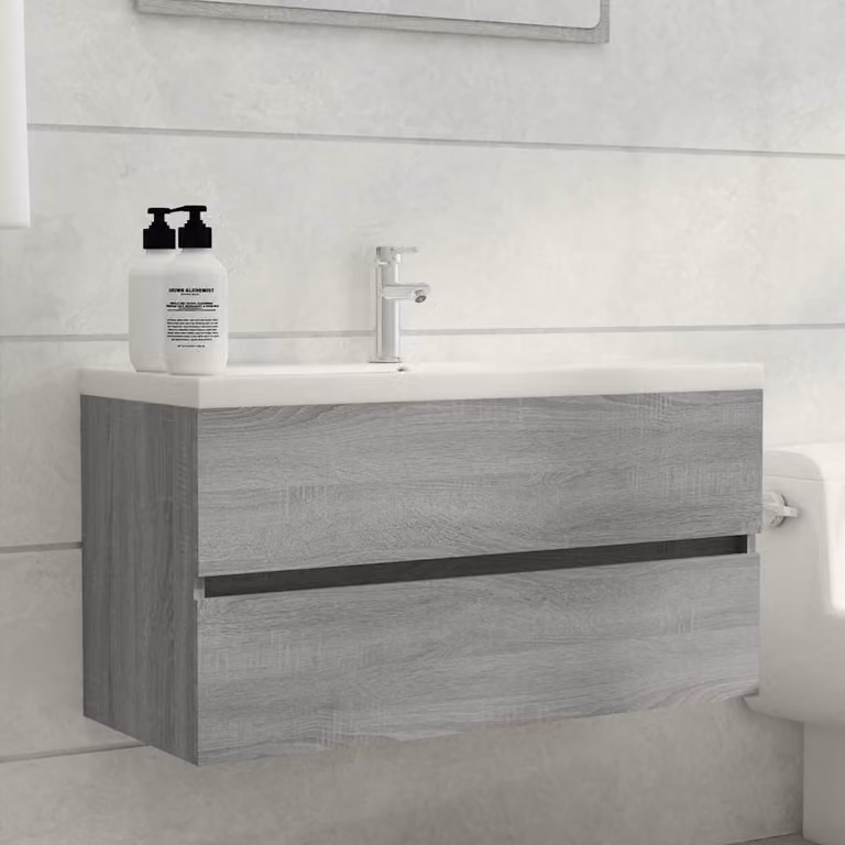 Sottolavabo mobile vidaXL moderno in legno e MDF grigio, L 90 cm, P 38,5 cm, H 45 cm