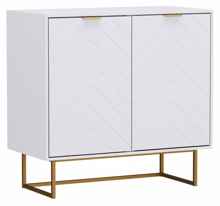Comodino con 2 ante, mobile contenitore con gambe, ripiani regolabili, dimensioni 80x40x77,5 cm, colore bianco