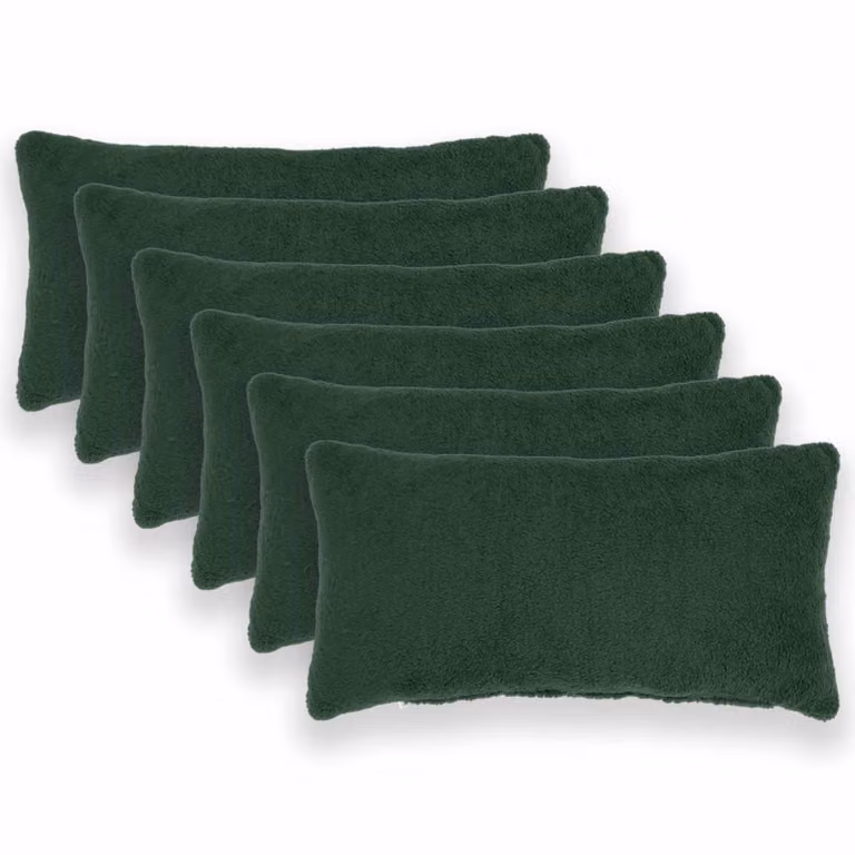 Set di 6 federe vidaXL HEERLEN in tessuto bouclé verde scuro, L 80 cm x P 40 cm