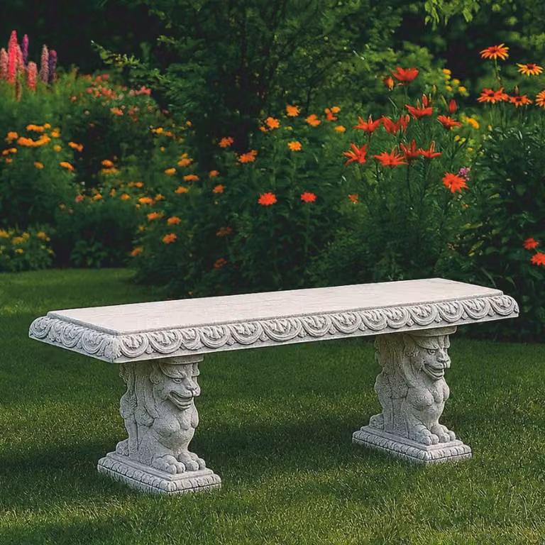 Panchina da giardino in cemento stile barocco Casa Padrino, grigia, 158 cm - Mobili da giardino in stile barocco - Italy