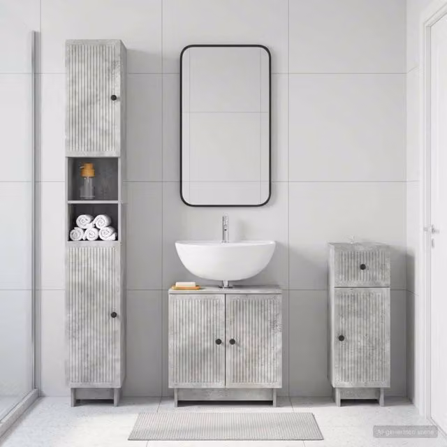 Set di armadietti da bagno in 3 pezzi EDE Grigio Cemento 3417822
