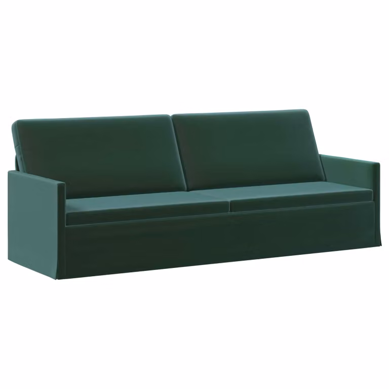 Divano a 3 posti vidaXL in velluto verde con struttura in metallo L: 220 cm, P: 81 cm, H: 82 cm