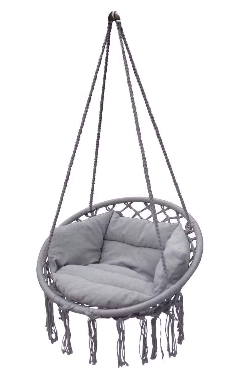 Poltrona sospesa Relax 80 x 60 cm - grigio chiaro - cesto sospeso con cuscino incluso per uso interno ed esterno