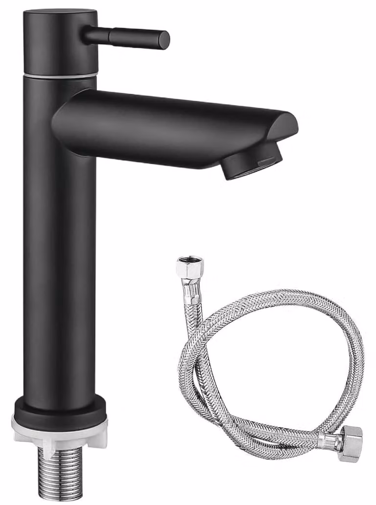 Rubinetto monocomando nero in acciaio inossidabile per bagno degli ospiti