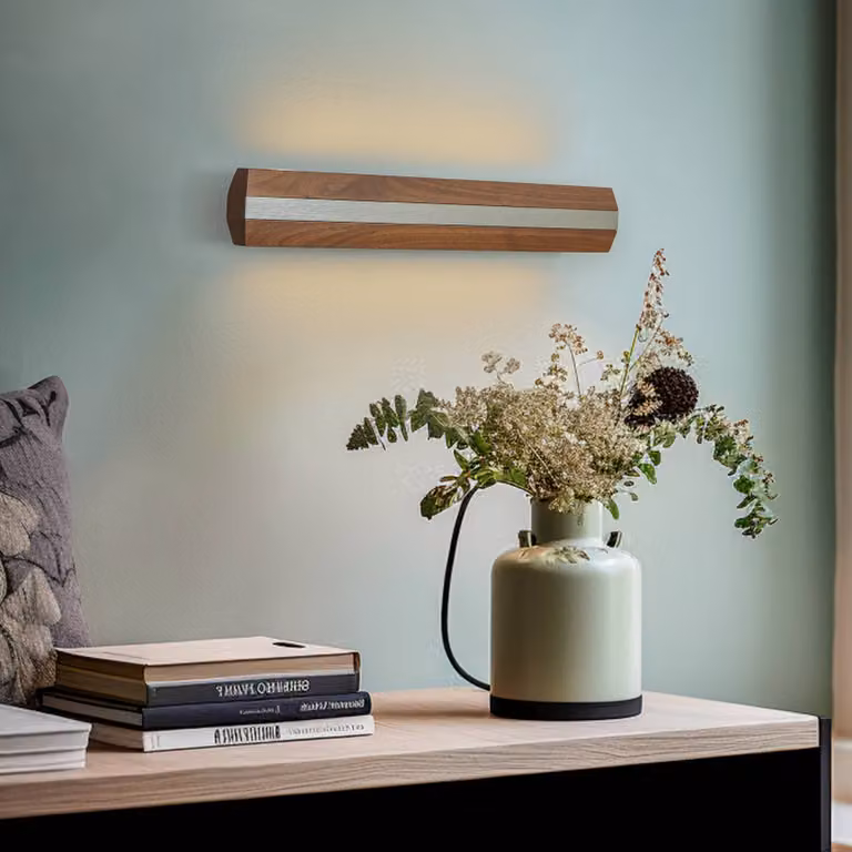 Applique da parete a LED Elis Quitani, dimmerabile, Legno scuro, Corridoio, Legno, Moderno, Applique a LED