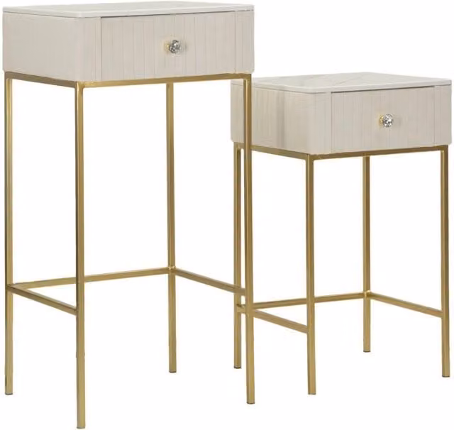 Tavolinetti Alti Wedding Quadrati Set 2 Pz cm ø 45x90-40x70