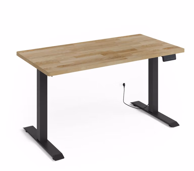 Scrivania elettrica regolabile in altezza BIM NATURAL DESK 2S 140x70 cm TELAIO NERO/ROCE NATURALE