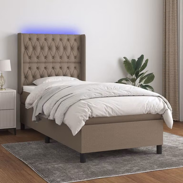 Maison Exclusive - Letto a Molle con Materasso e LED Tortora 100x200cm in Tessuto