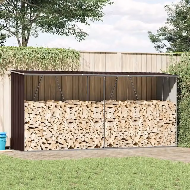 Capannone da Giardino VIDAXL in Acciaio Zincato Marrone L: 330 cm, P: 84 cm, H: 152 cm