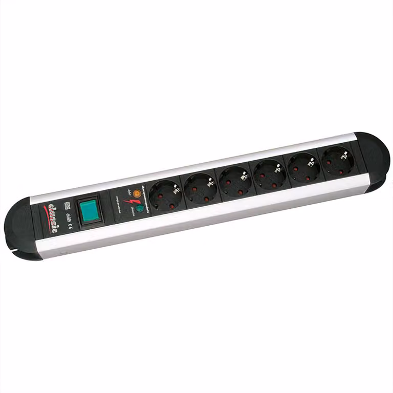 BACHMANN PRIMO CLASSIC ALU Ciabatta elettrica a 6 prese, con