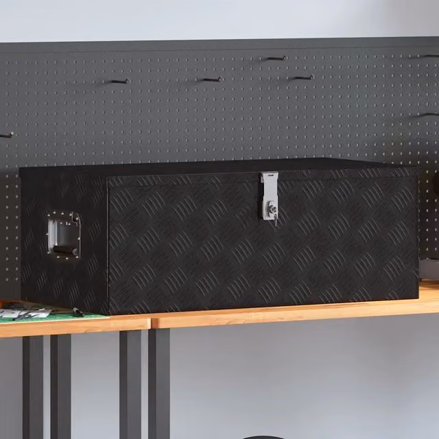 Contenitore Portaoggetti Nero 90x47x33,5 cm in Alluminio 152255