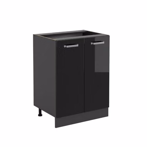 Vicco Mobiletto base cucina R-Line, Nero lucido, 60 cm