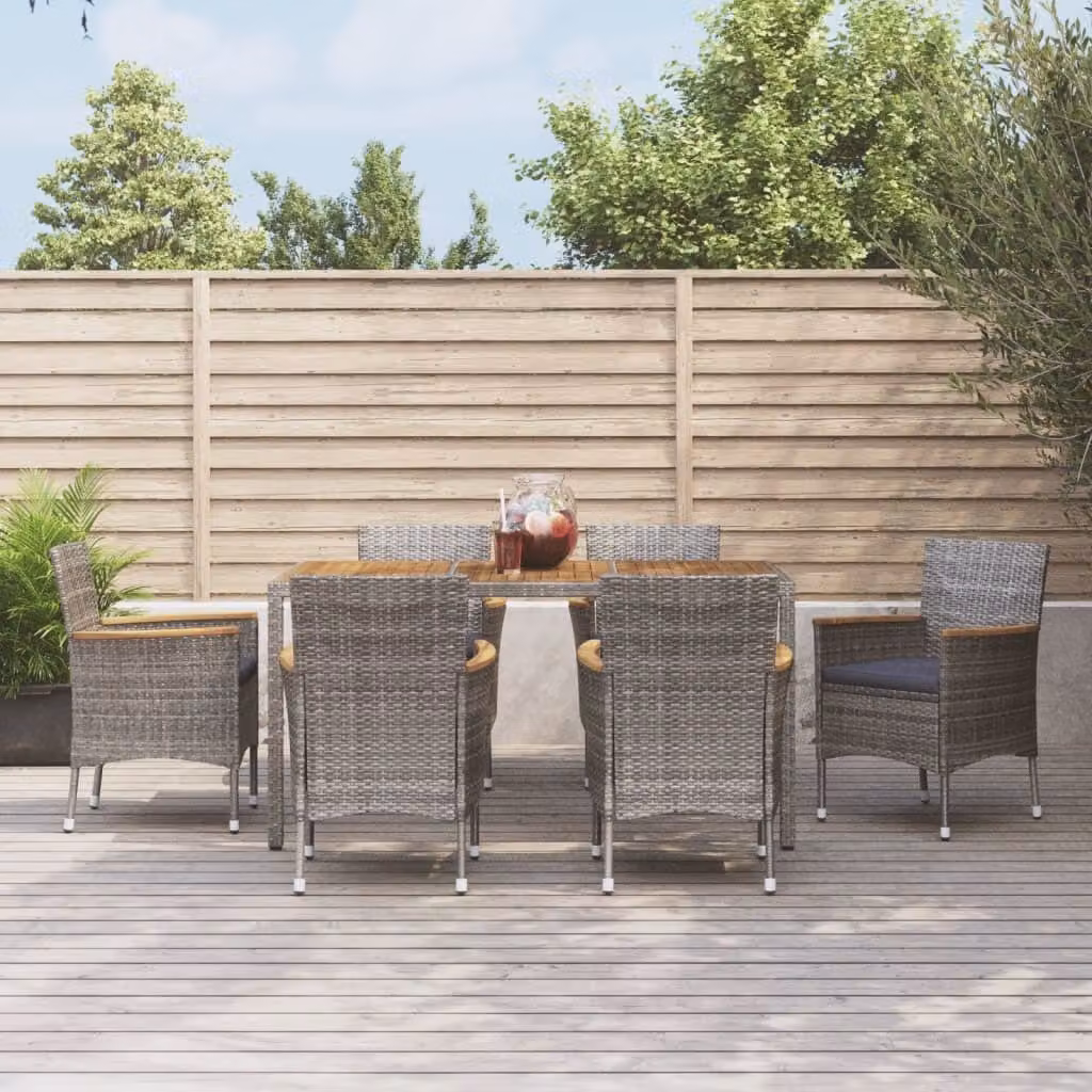 Maison Exclusive - Set da pranzo da giardino 7 pezzi con cuscini grigio in polyrattan