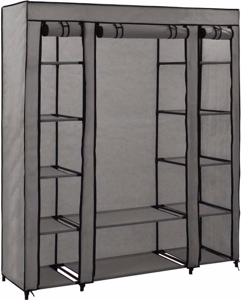 vidaXL Armadio in tessuto con scomparti appendiabiti grigio 150x45x176cm - Armadio in tessuto - Armadio in tessuto - Armadio - Guardaroba