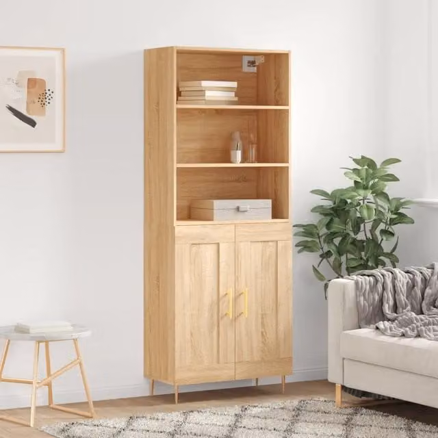 Credenza-Buffet-Armadio da cucina Rovere Sonoma 69,5x34x180 cm in Legno Multistrato 301255
