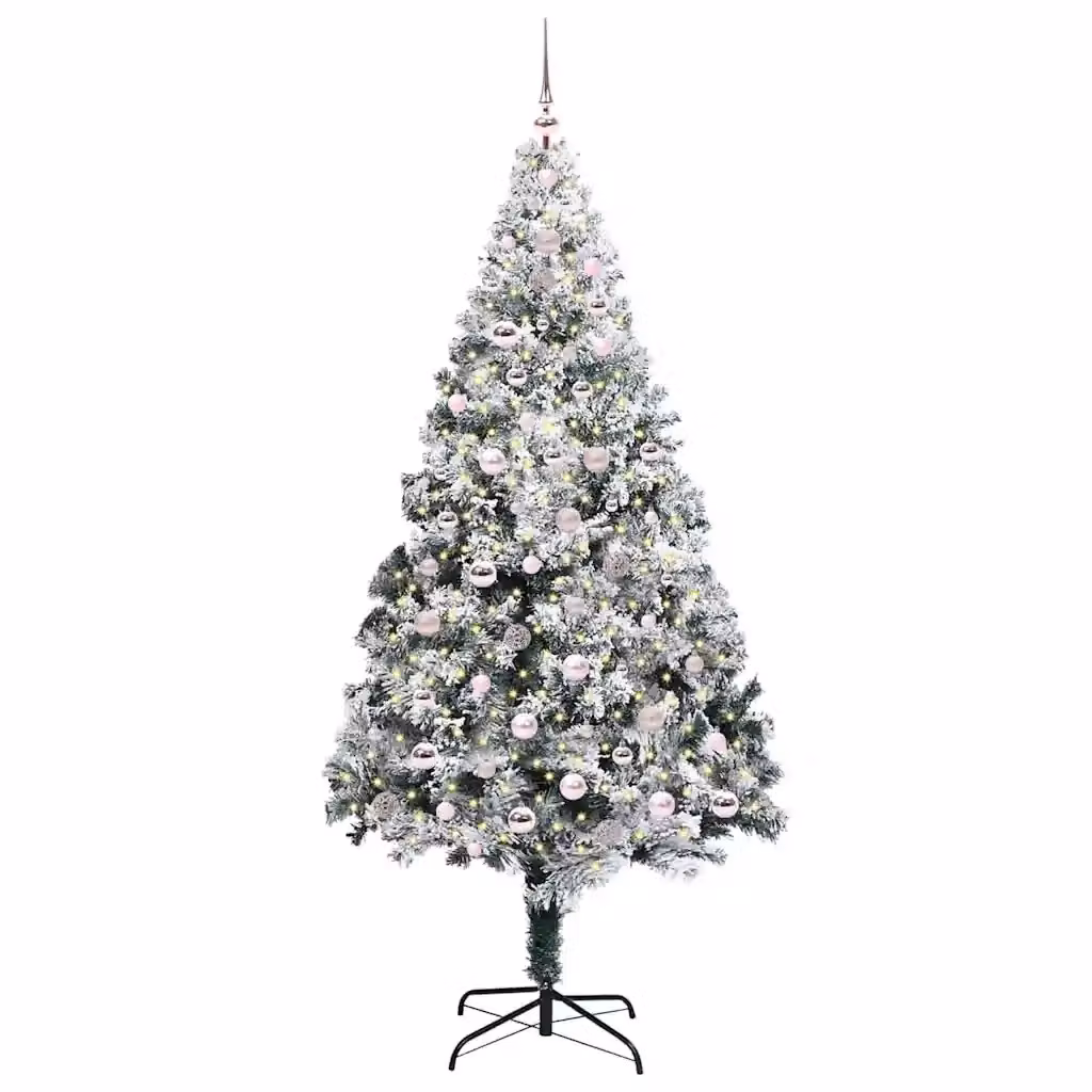 Albero di Natale artificiale moderno vidaXL bianco con 300 LED luce bianca calda, Altezza: 240 cm – 2