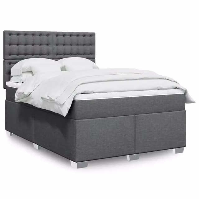 Letto Ibrido vidaXL con Giroletto a Molle e Materasso Grigio e Bianco L/P: 140 x 200 cm