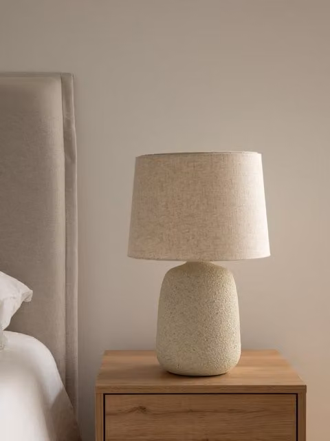 Lampada da tavolo Tana in ceramica bianca e beige Kenay Home
