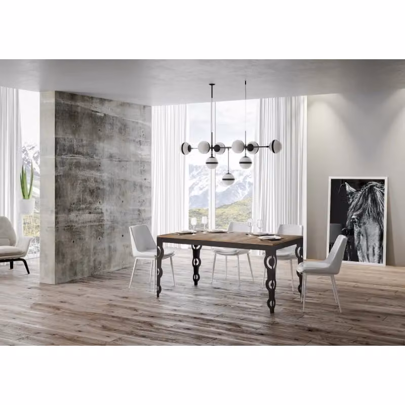 Tavolo allungabile Itamoby Evolution rettangolare con telaio in metallo antracite e piano in rovere naturale L/P/H: 380 x 120 x 90 cm – 2