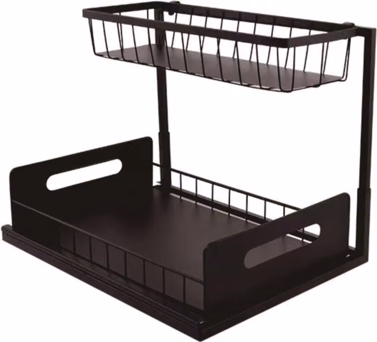 Scaffale a 2 ripiani – Organizer per cucina e bagno in nero