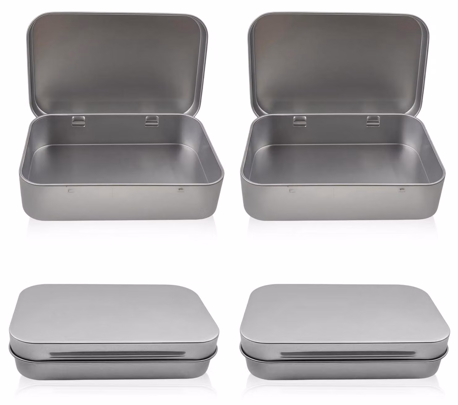 4 piccole scatole metalliche, mini contenitori rettangolari per monete e chiavi
