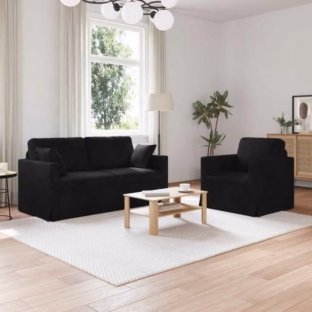 Set di divani 2 pz Nero Velluto 3407557