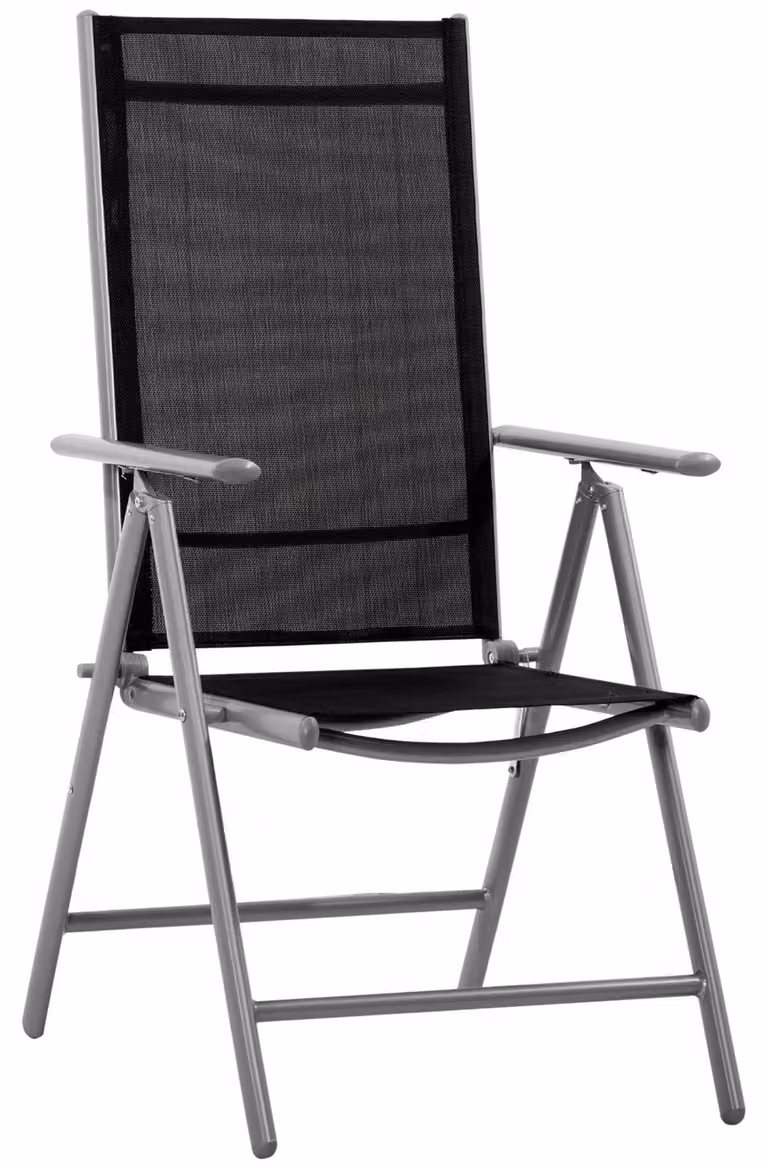 Sedia da Giardino Pieghevole 65x55x107 cm in Alluminio e Textilene Nera