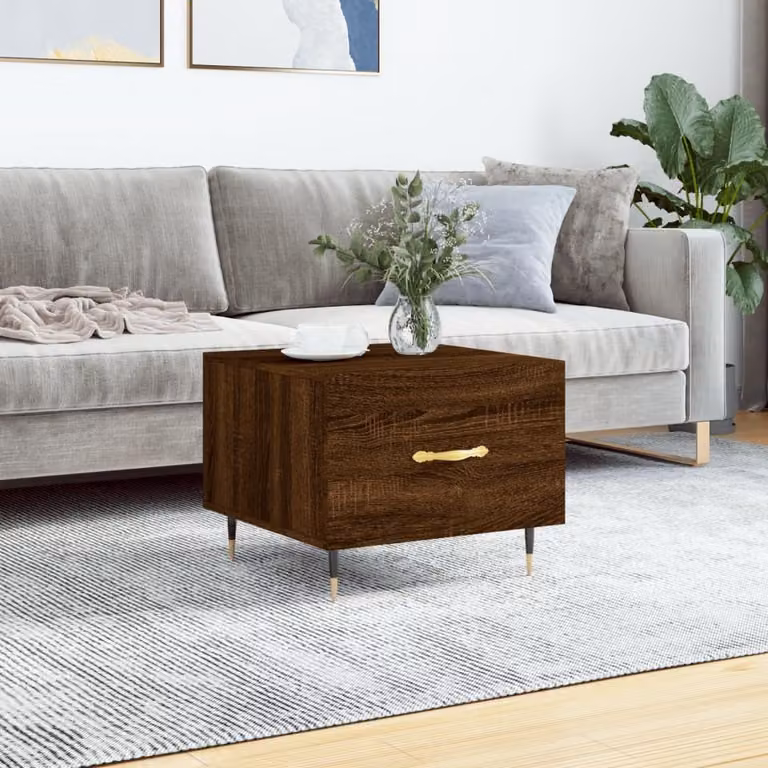 Tavolino The Living Store in rovere marrone 50x50x40 cm materiale a base di legno