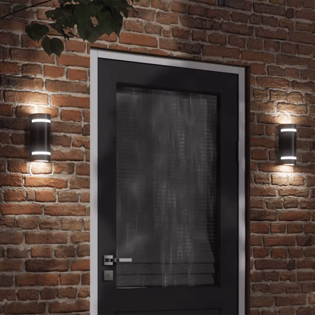 Applique da esterno vidaXL nera in alluminio e plastica con illuminazione up-down e protezione IP44