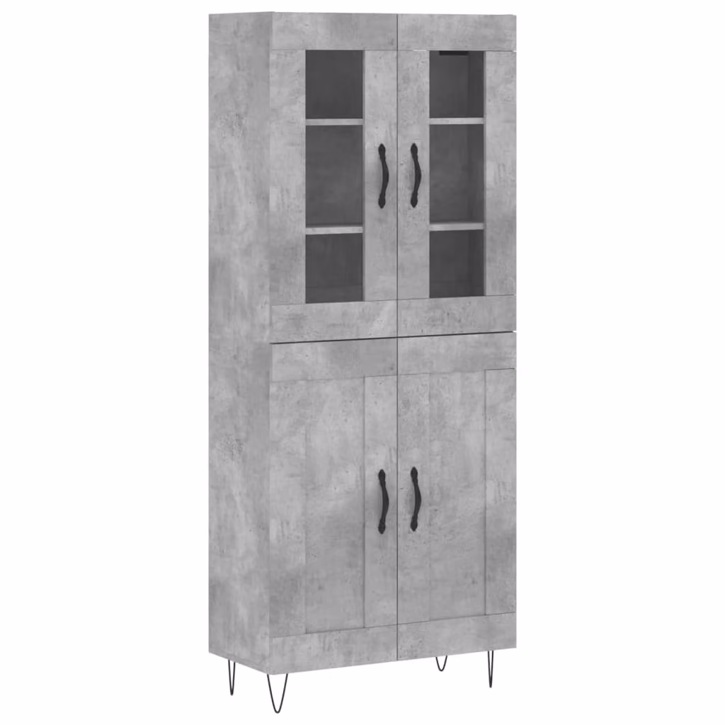 Credenza Grigio Cemento 69,5x34x180 cm in Legno Multistrato
