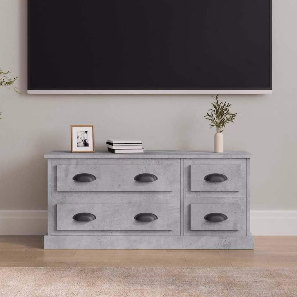 Mobile Porta TV Moderno vidaXL in Legno e MDF Grigio con Ruote L 100 cm x P 35,5 cm x H 45 cm