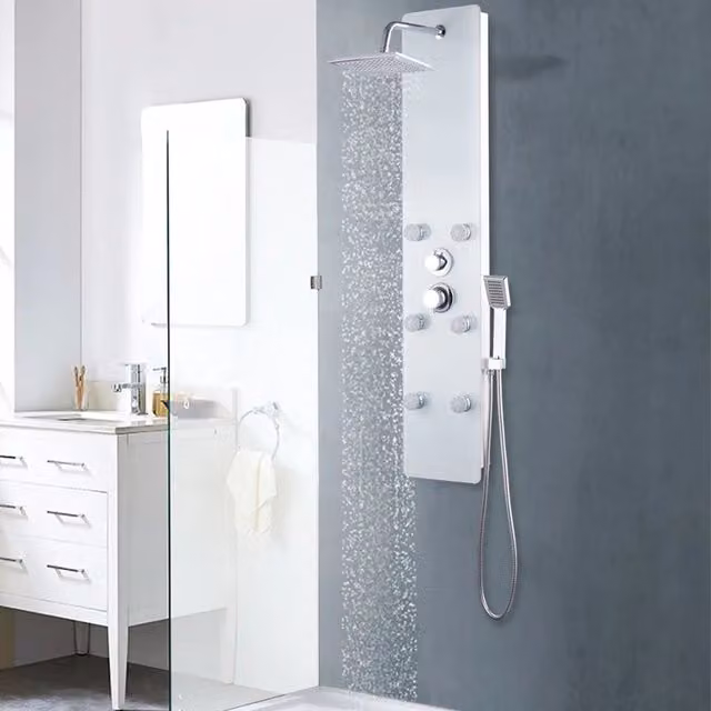 Pannello Doccia in Vetro 25x44,6x130 cm Bianco 142992