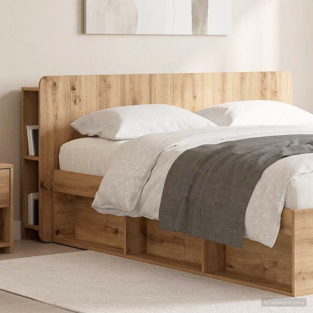 Testata del letto moderna vidaXL in legno color marrone con ripiani integrati per letto da 140x200 cm