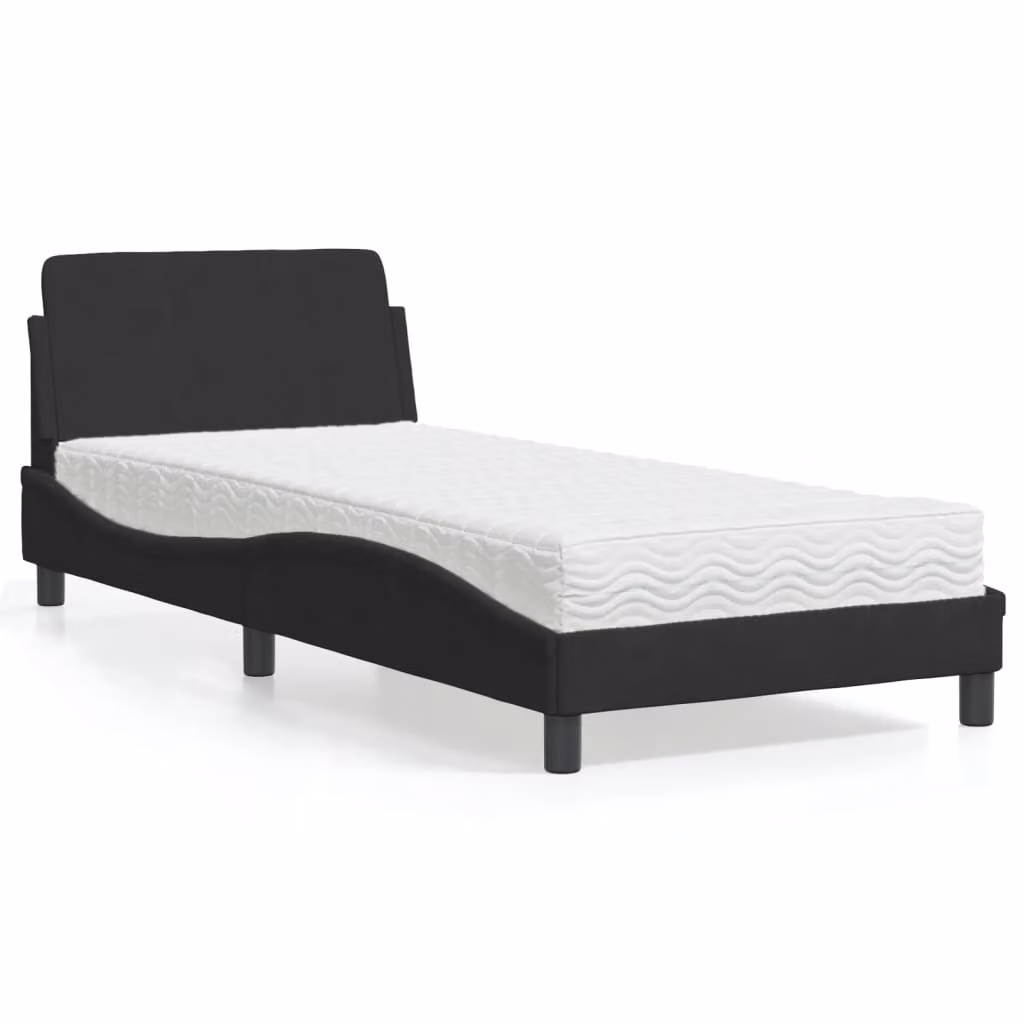 Letto con Materasso Dover vidaXL in Velluto Nero 90x190 cm