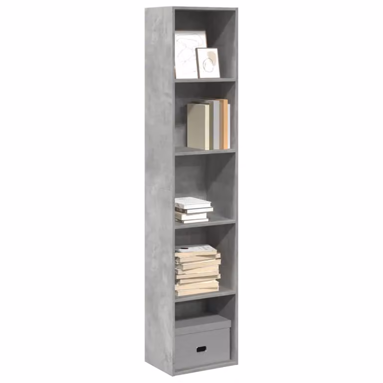 Libreria vidaXL in stile industriale grigio cemento con pannello posteriore in legno e MDF, L 40 cm x P 30 cm x H 189 cm